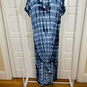 Venus Casual T-Shirt Maxi Dress Tye Dye Blue White